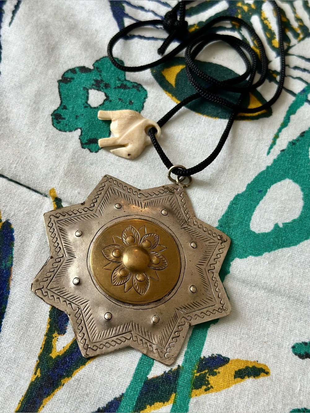 Traditional VTG Mixed-Metal Eight-Point Star Pendant & Elephant Charm
